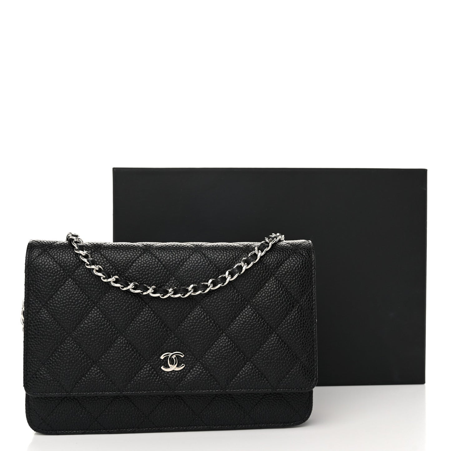 Caviar Quilted Wallet on Chain WOC Black