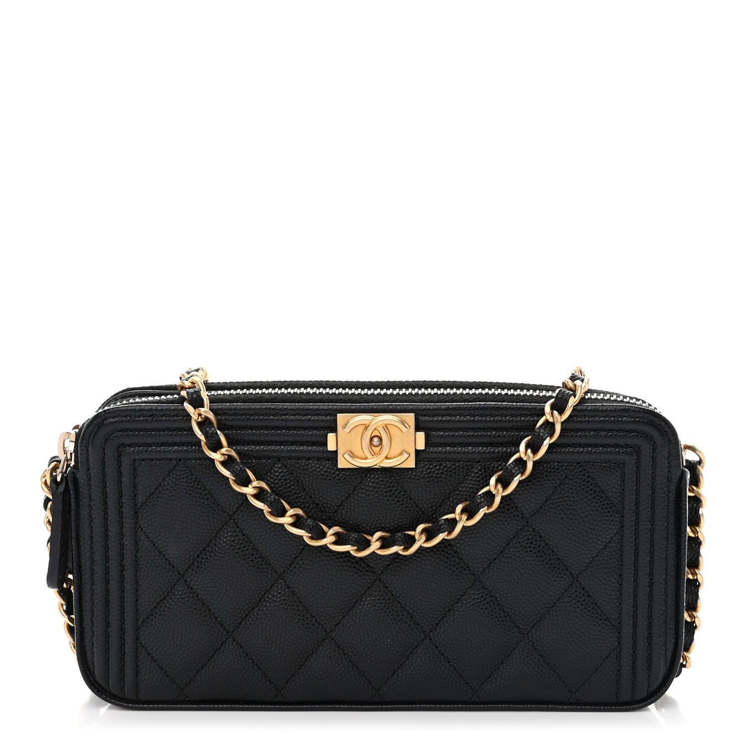 Chanel Caviar Quilted Small Boy Clutch With Chain Black 1 of 14