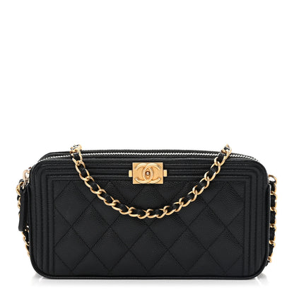Chanel Caviar Quilted Small Boy Clutch With Chain Black 1 of 14
