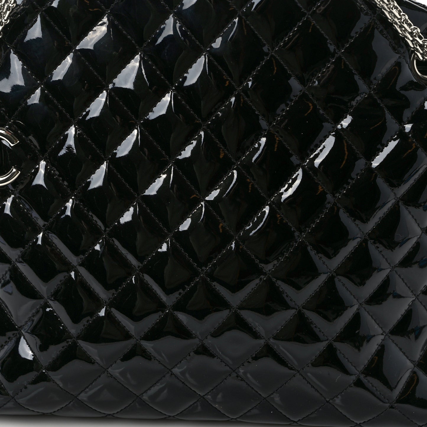 Patent Quilted Large Just Mademoiselle Bowling Bag Black