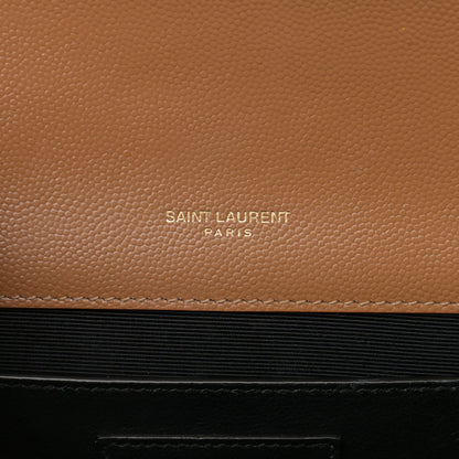 Saint Laurent Grain De Poudre Textured Mixed Matelasse Triquilt Medium Monogram Satchel Tan 7 of 10