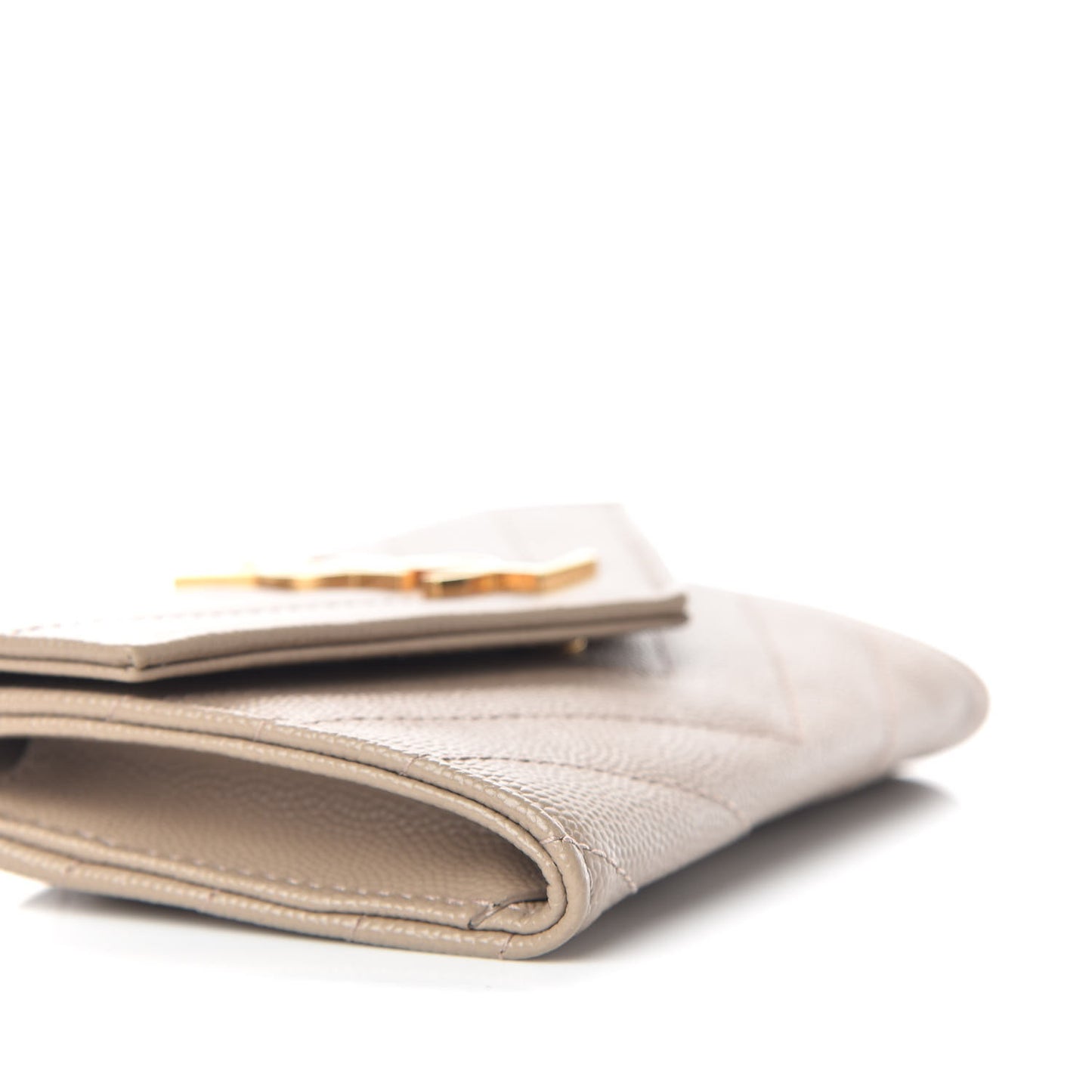Grain De Poudre Matelasse Chevron Small Monogram Envelope Wallet Dark Beige