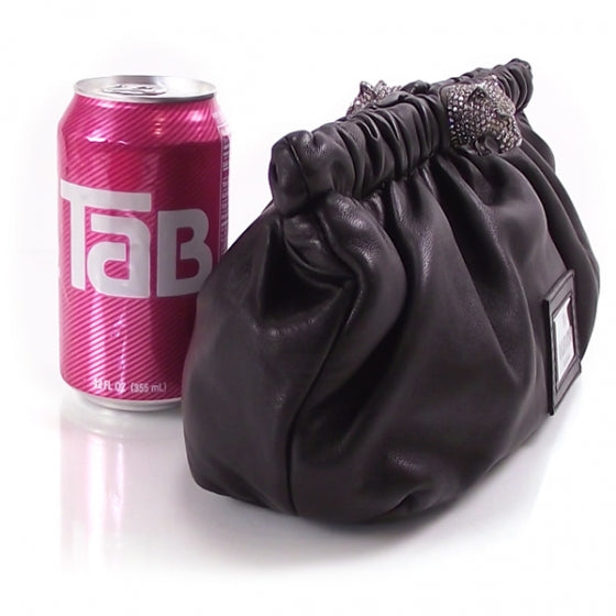 Calfskin Crystal Jaguar Clutch Black