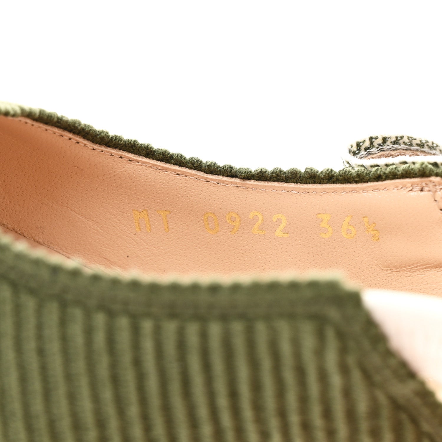 Christian Dior Cotton Ribbon Embroidered J Adior Slingback 65mm Pumps 36.5 Kaki 8 of 9