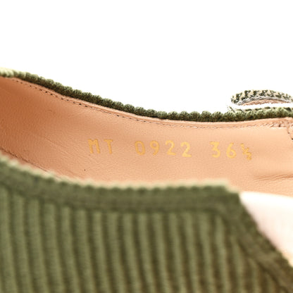 Christian Dior Cotton Ribbon Embroidered J Adior Slingback 65mm Pumps 36.5 Kaki 8 of 9