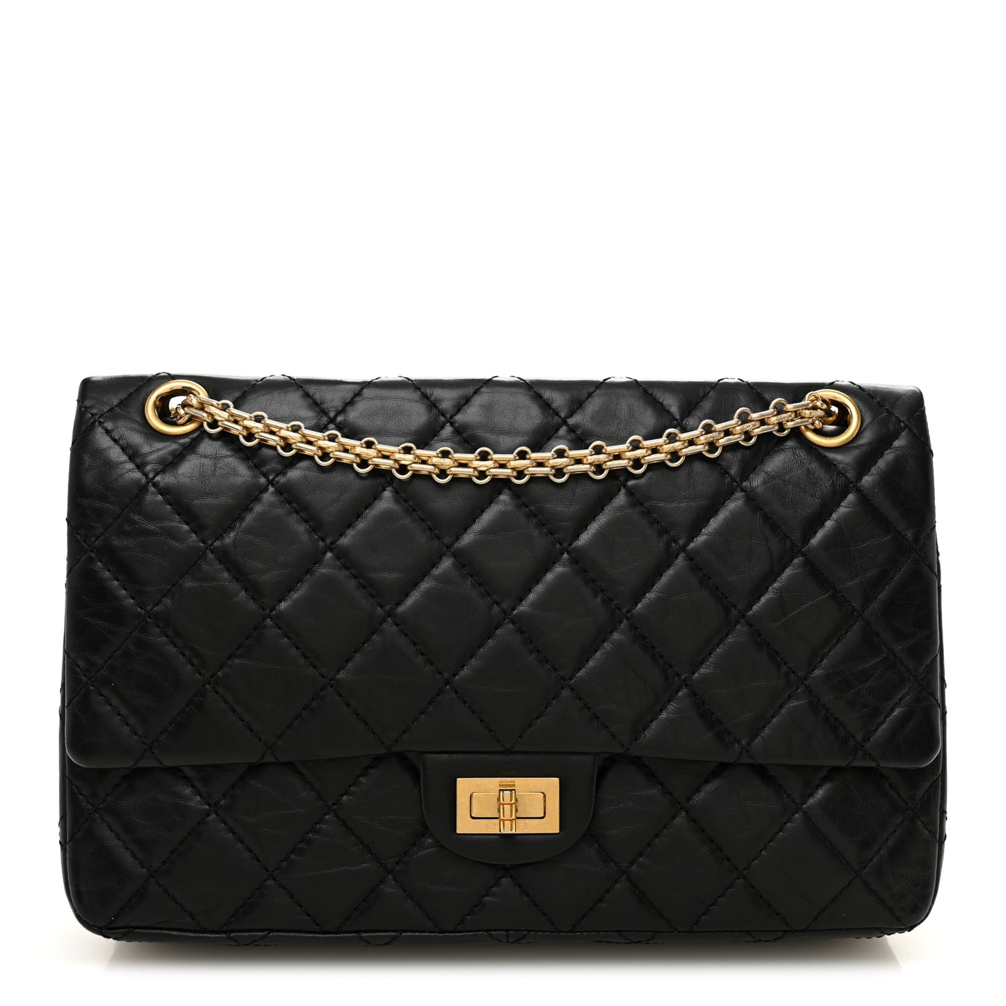 Aged Calfskin Quilted 2.55 Reissue 226 Flap Black