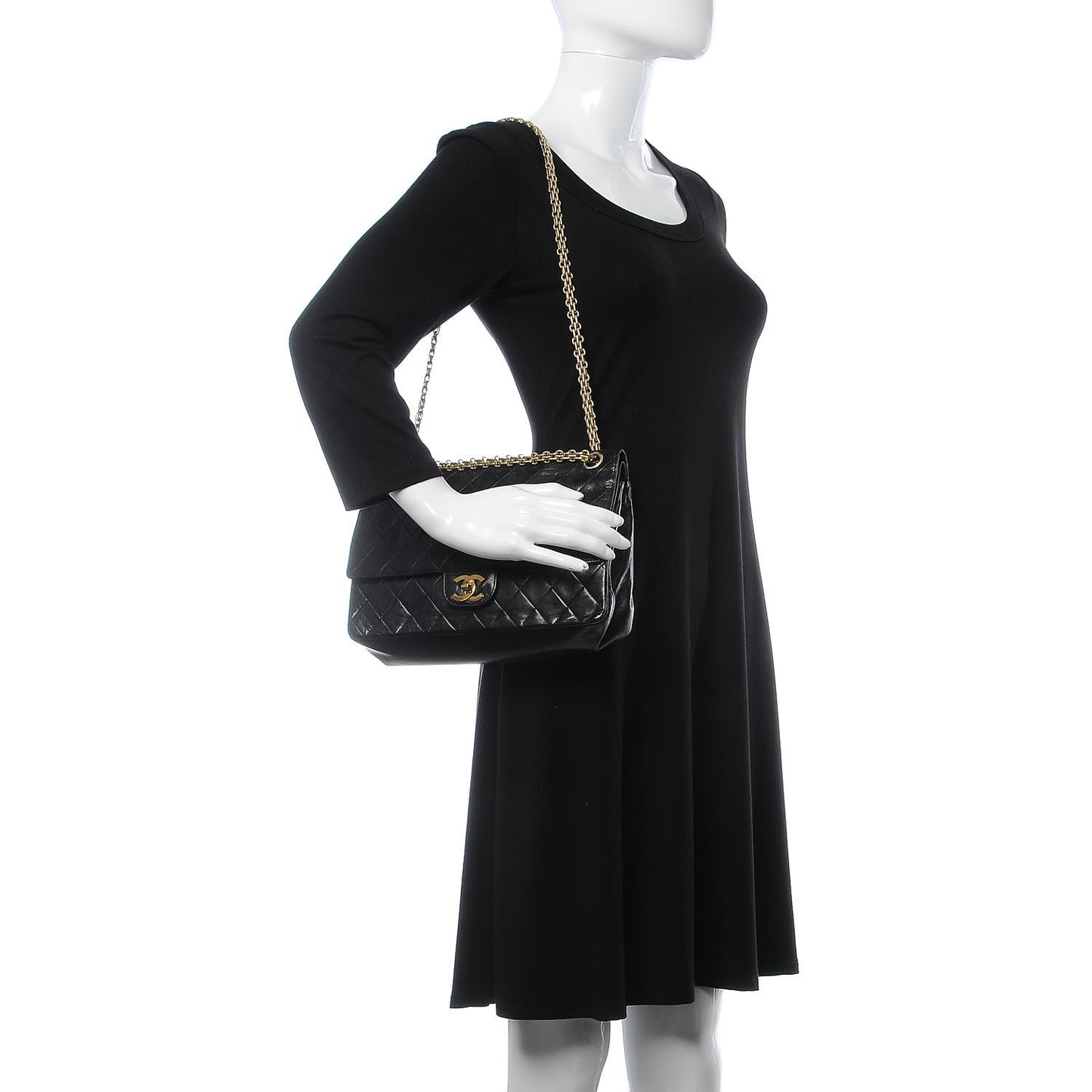 Lambskin Quilted Medium Double Flap Bijoux Chain Black