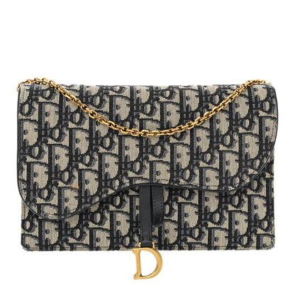 Christian Dior Oblique Saddle Chain Pouch Blue 1 of 17