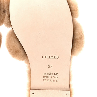 Hermes Woolskin Oran Sandals 39 Beige Argile 6 of 7