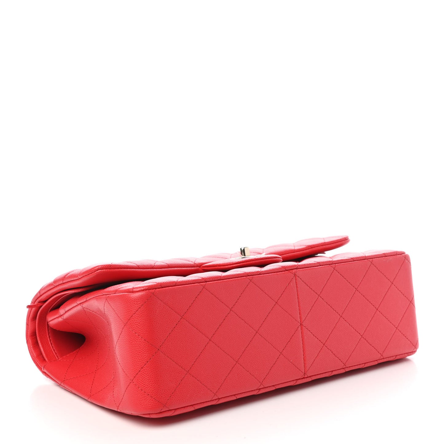 Caviar Quilted Jumbo Double Flap Red