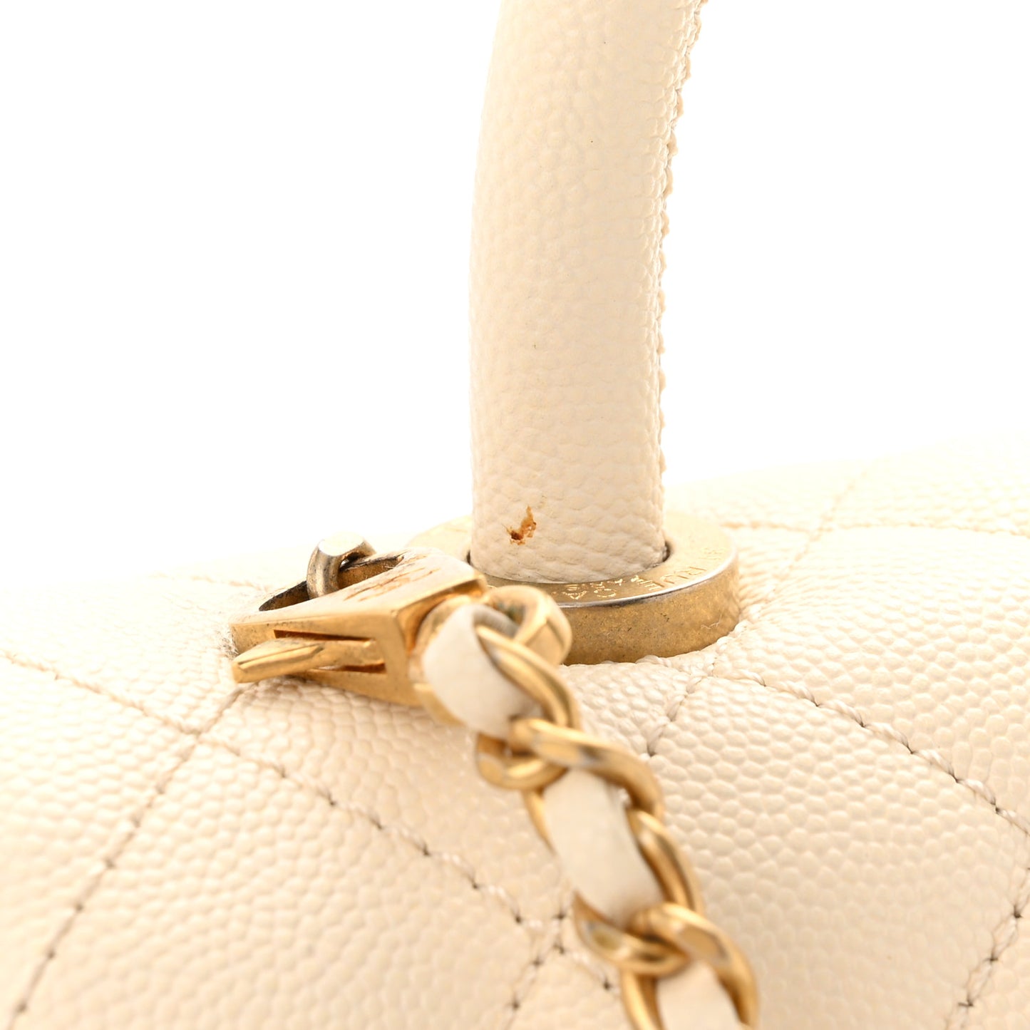 Caviar Quilted Mini Coco Handle Flap Beige