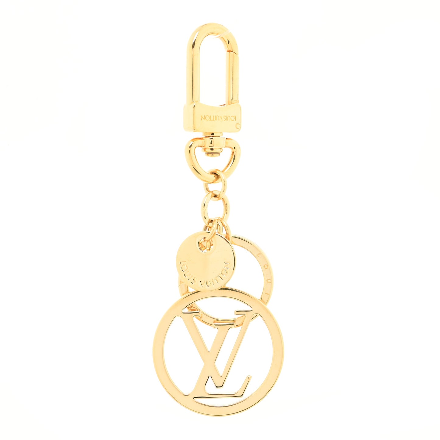 Metal LV Circle Bag Charm Key Holder Gold