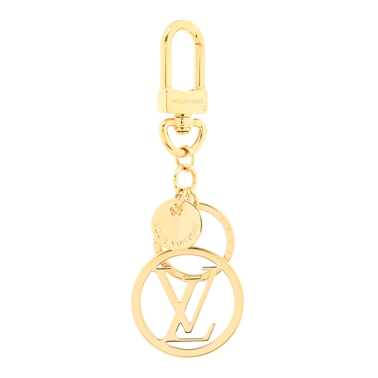 Louis Vuitton Metal LV Circle Bag Charm Key Holder Gold 1 of 4
