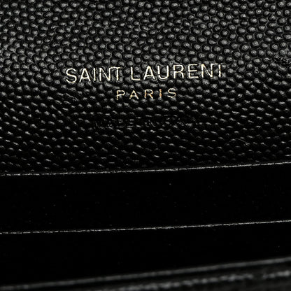 Saint Laurent Grain De Poudre Matelasse Chevron Small Monogram Envelope Wallet Black 6 of 7