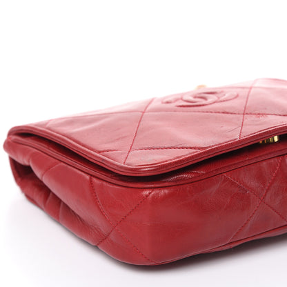 Chanel Lambskin Quilted CC Shoulder Bag Red 8 of 17