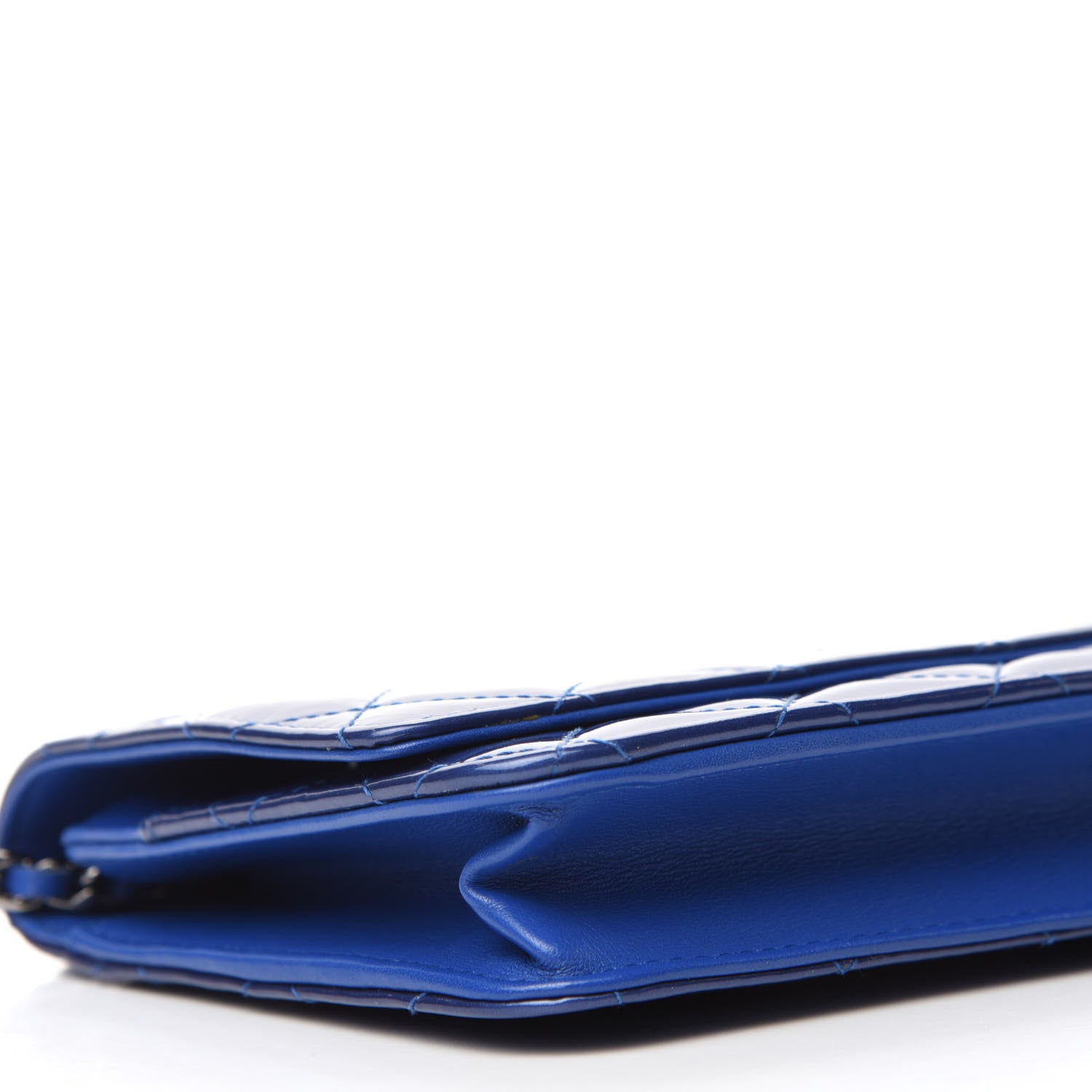 Chanel Patent Quilted Wallet On Chain WOC Dark Blue 6 of 13
