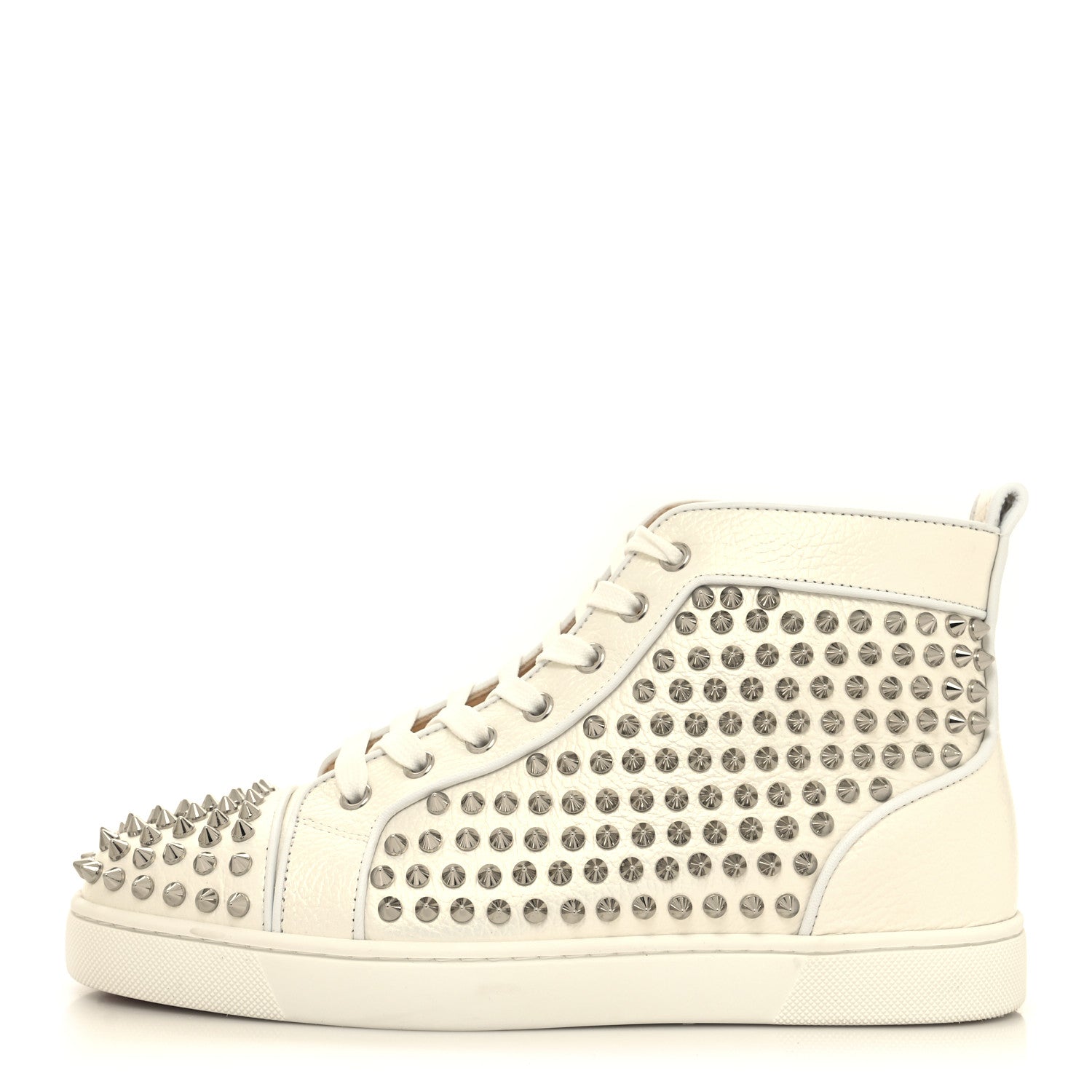 Christian Louboutin Calfskin Womens Louis Spikes Flat Sneakers 40 Champagne 1 of 8