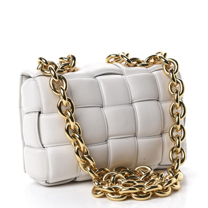 Bottega Veneta Lambskin Maxi Intreccio Padded Chain Cassette Crossbody Bag White 3 of 13