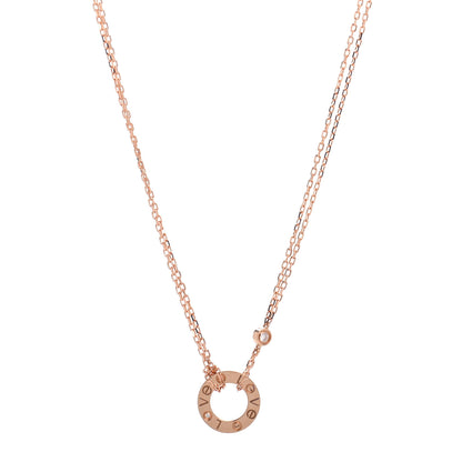 Cartier 18K Pink Gold 2 Diamond LOVE Necklace 1 of 5