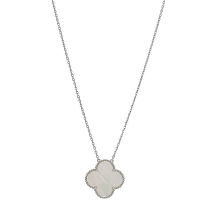 Van Cleef & Arpels 18K White Gold Mother of Pearl Magic Alhambra Pendant Necklace 1 of 5