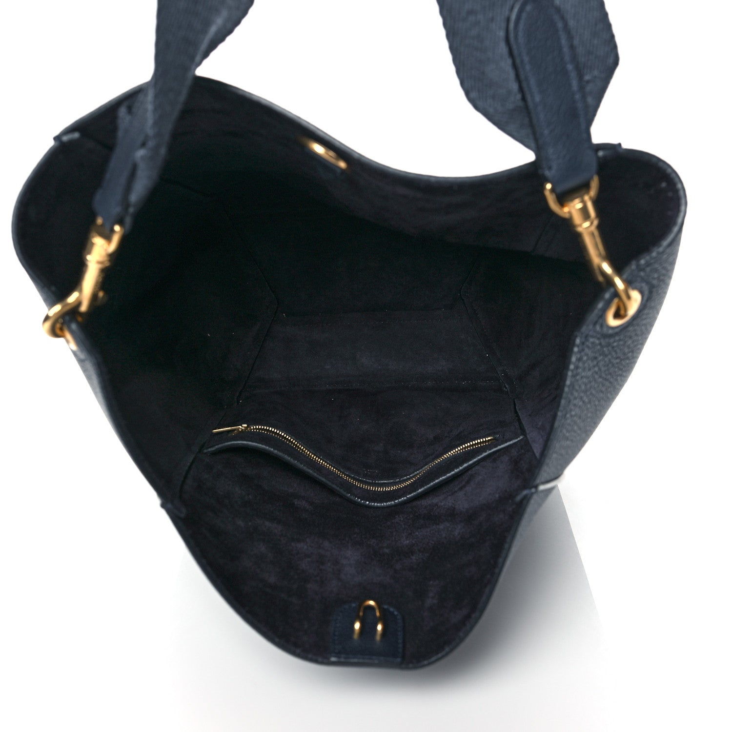 Celine Soft Grained Calfskin Sangle Bucket Bag Navy Blue 4 of 8