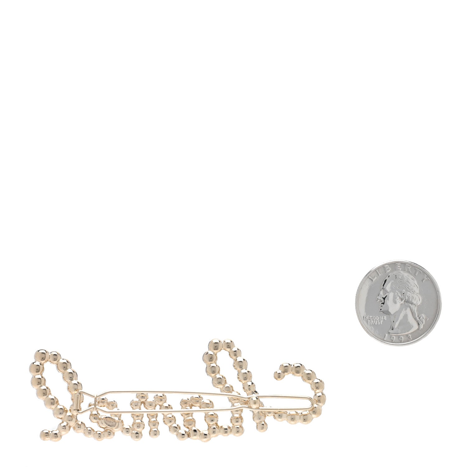 Chanel Metal Glass Swirling Pearls Hair Clip Gold 2 of 4
