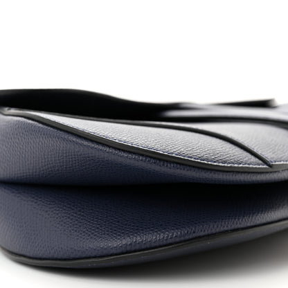 Christian Dior Grained Calfskin Saddle Bag Navy 9 of 10