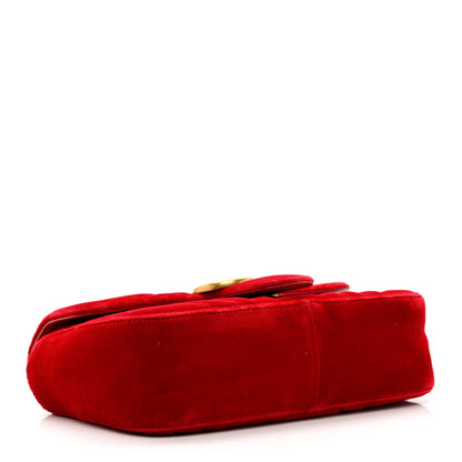 Gucci Velvet Matelasse Mini GG Marmont Shoulder Bag Hibiscus Red 4 of 10