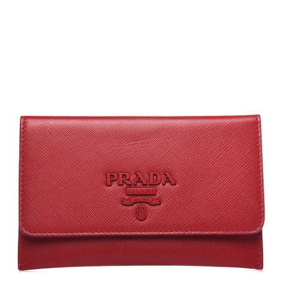 Prada Saffiano Monochrome Flap Wallet Fuoco 2 of 9