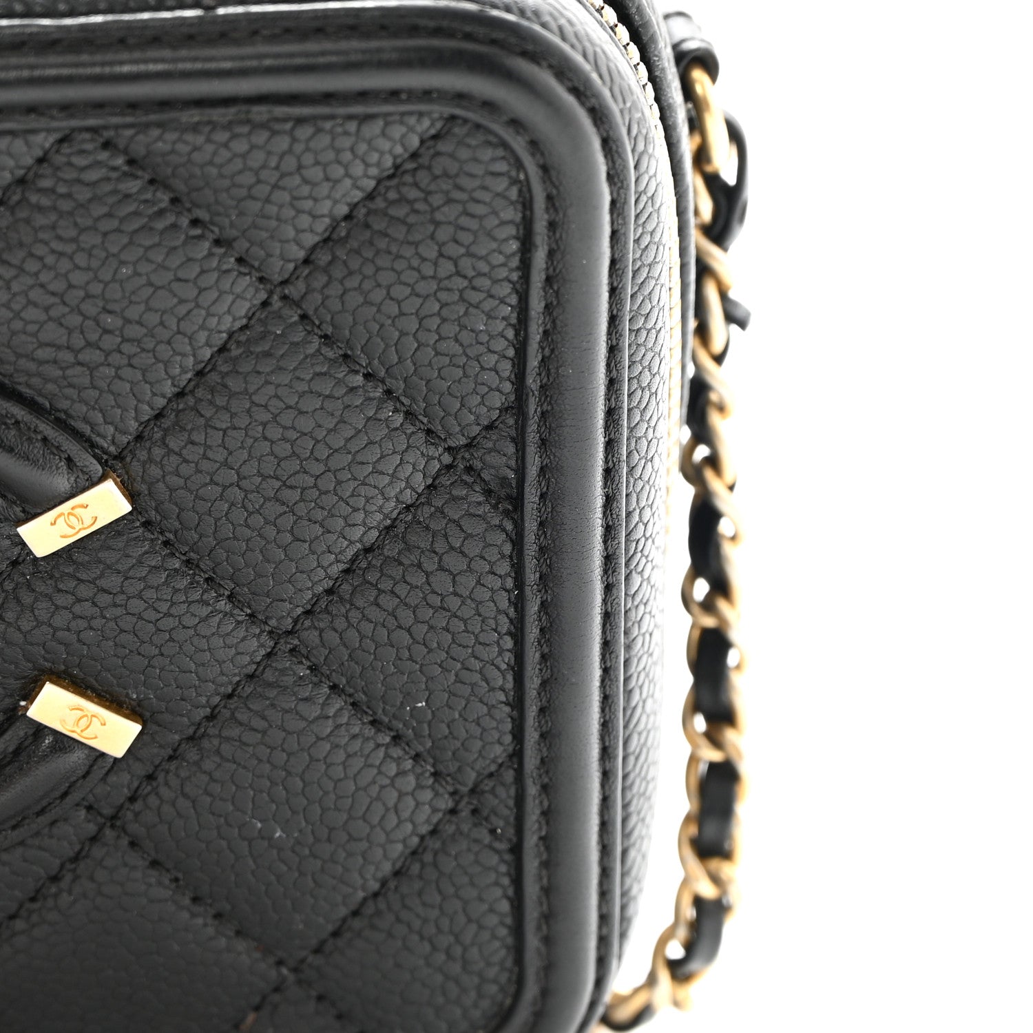 Chanel Caviar Quilted Small CC Filigree Vanity Case Black 17 of 18