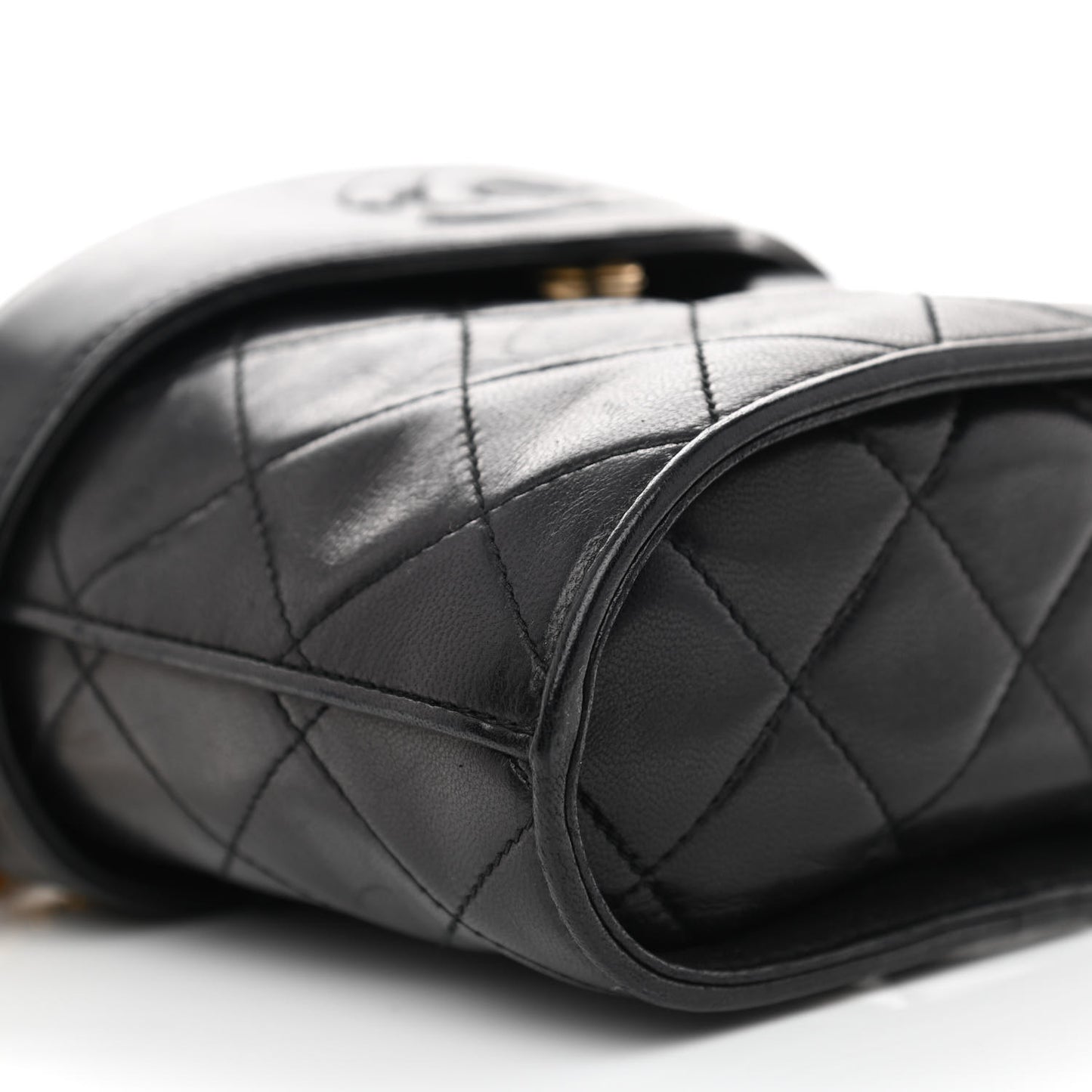 Lambskin Quilted Small Tassel Shoulder Bag Black