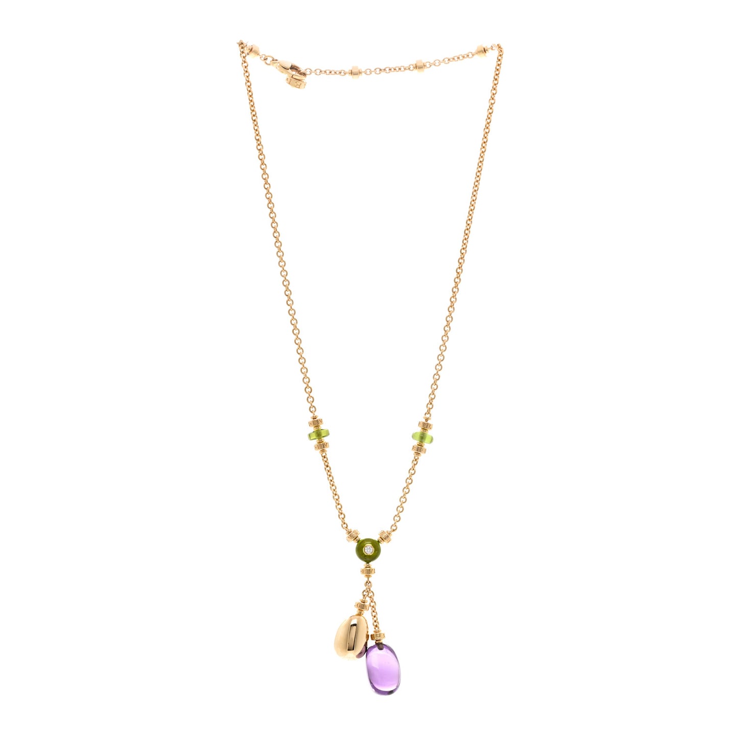 18K Yellow Gold Diamond Amethyst Peridot Sassi Necklace