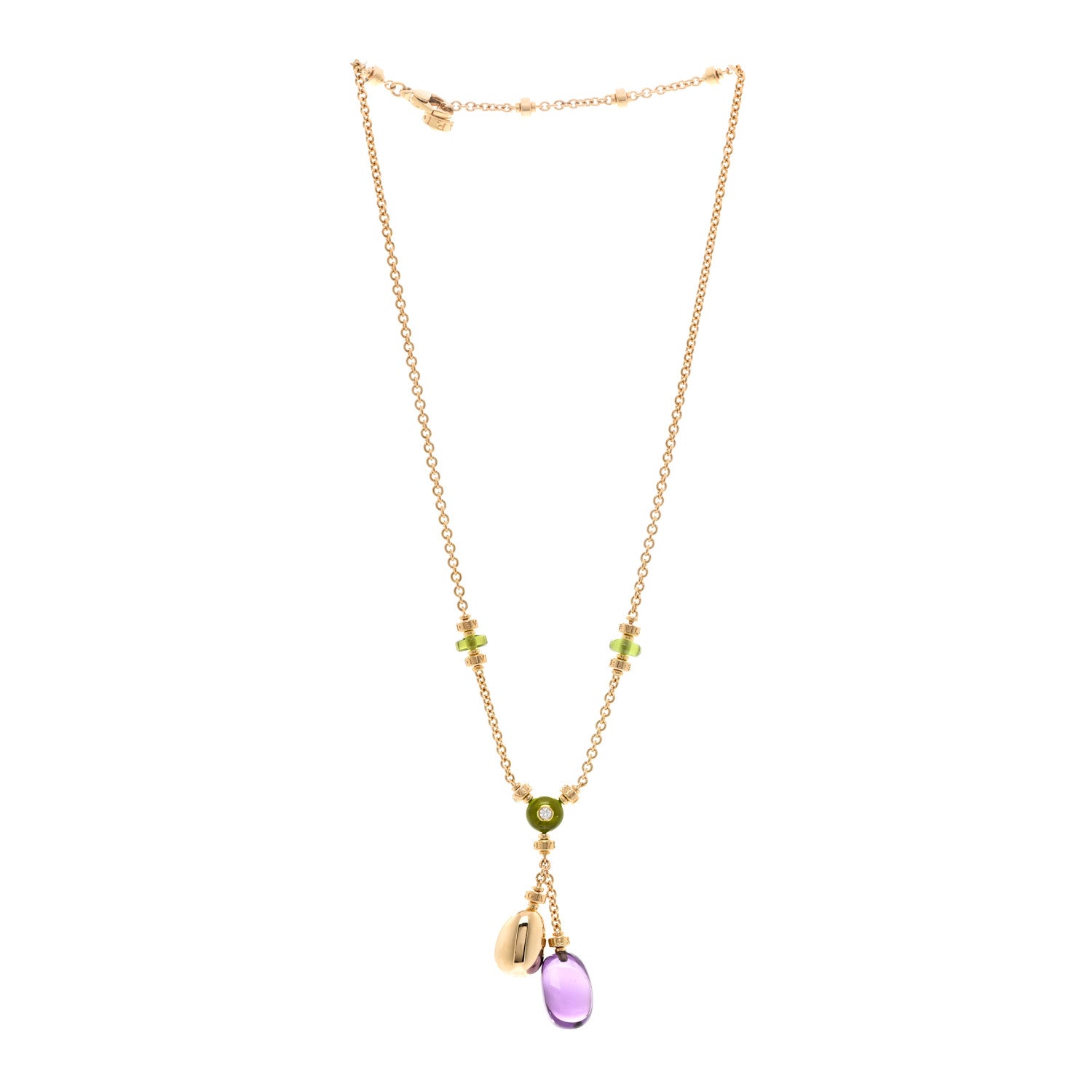 Bulgari 18K Yellow Gold Diamond Amethyst Peridot Sassi Necklace 3 of 4