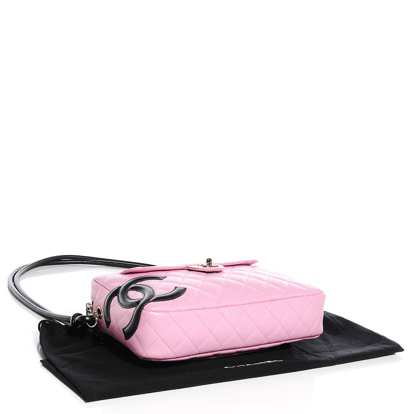 Calfskin Quilted Cambon Camera Bag Pink Black