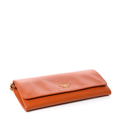 Prada Saffiano Metal Chain Wallet Papaya 4 of 8