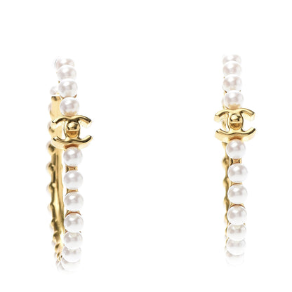 Chanel Pearl CC More Is More Hoop Earrings Gold 2 of 7