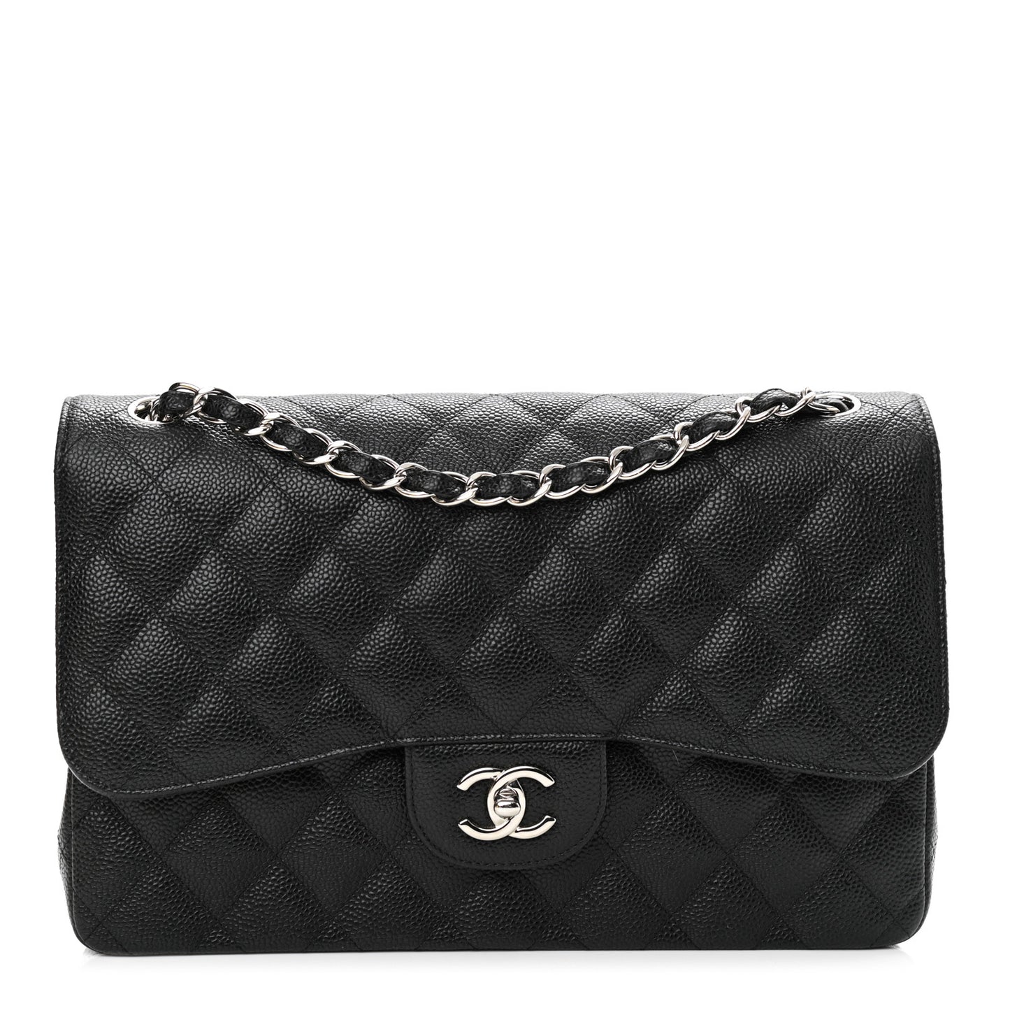 Caviar Quilted Jumbo Double Flap Black
