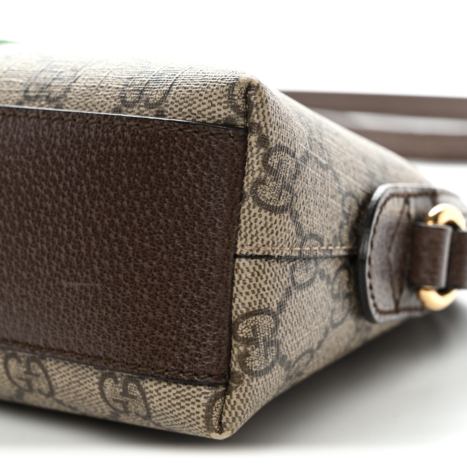 Gucci GG Supreme Monogram Textured Dollar Calfskin Web Small Ophidia Dome Shoulder Bag Beige Ebony New Acero 10 of 12