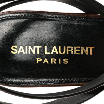 Saint Laurent Calfskin Crocodile Embossed Tribute 05 Ankle Strap Sandals 37.5 Moro 7 of 8