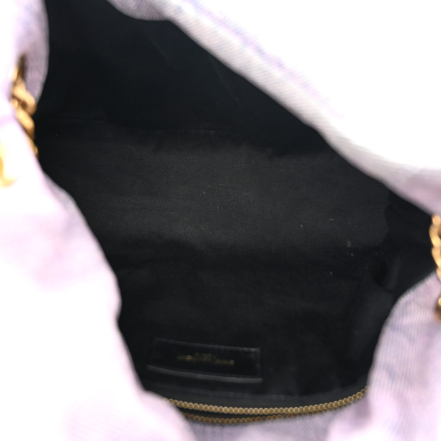 Denim Quilted Small Loulou Puffer Monogram Chain Satchel Bleached Lilac