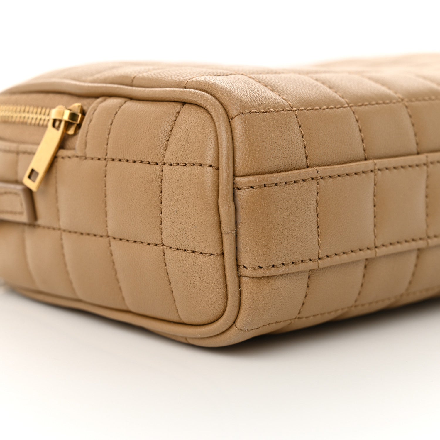 Saint Laurent Lambskin Carre Quilted Cassandre Mini Camera Bag Natural Tan 9 of 11