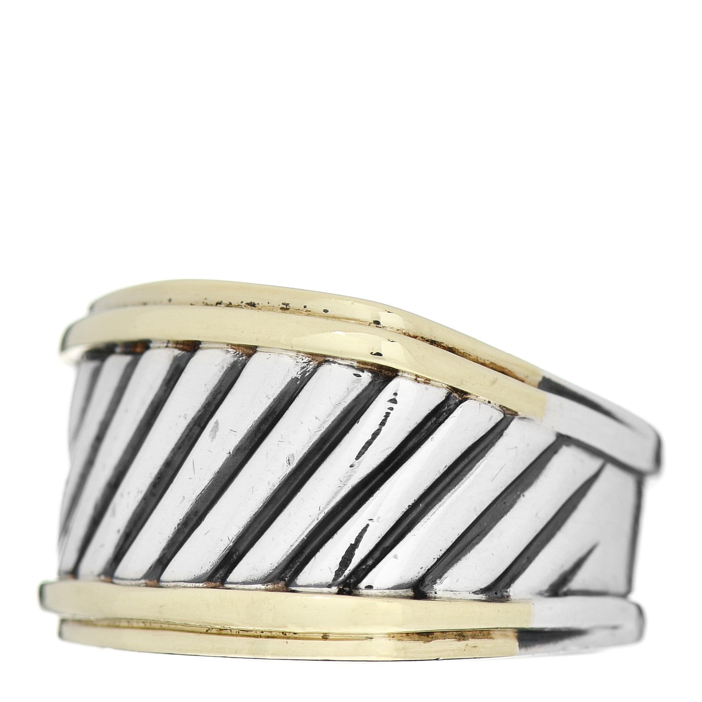 Sterling Silver 18K Yellow Gold Cable Cigar Band Ring 54 6.75