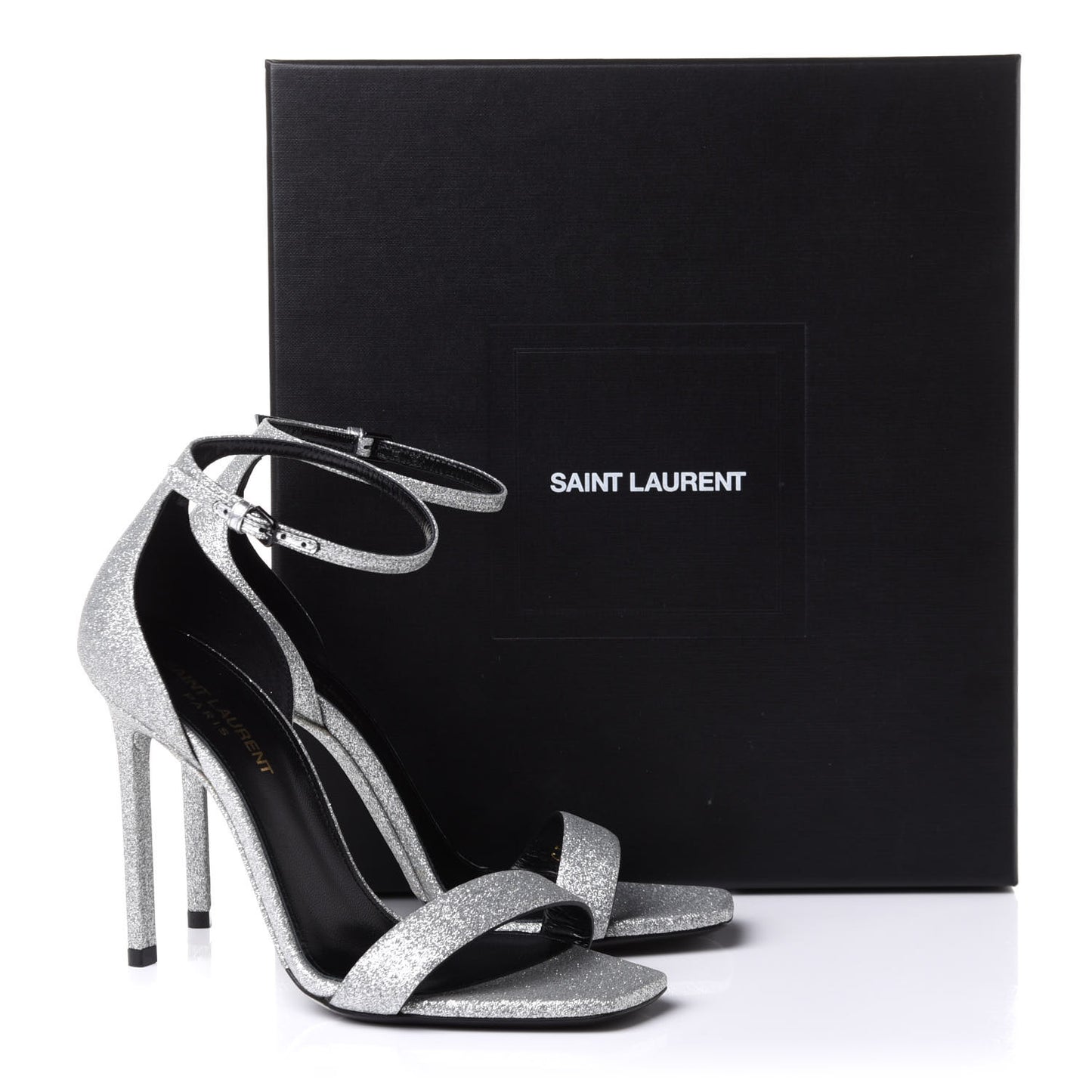 Glitter Amber 105 Ankle Strap Sandals 37 Silver