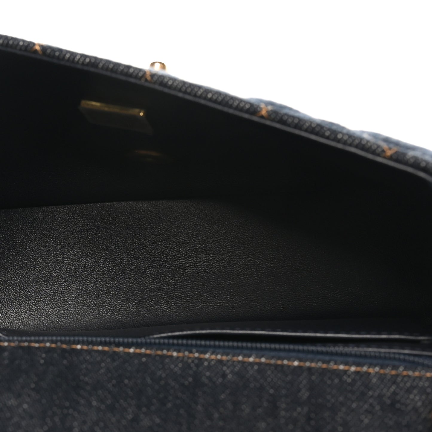 Denim Quilted Mini Rectangular Flap Dark Blue