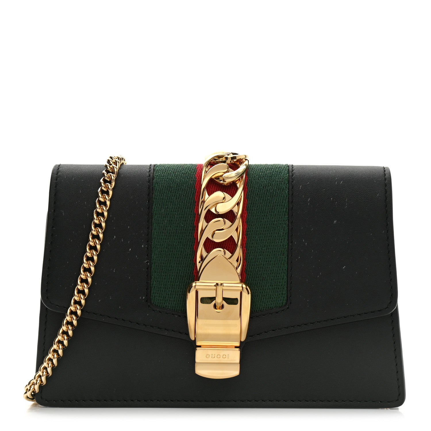 Gucci Calfskin Super Mini Sylvie Chain Shoulder Bag Black 1 of 10