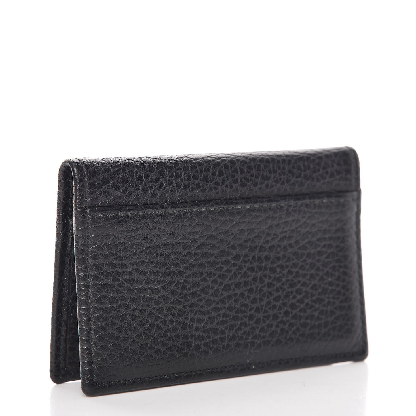 Pebbled Calfskin GG Marmont Card Case Black