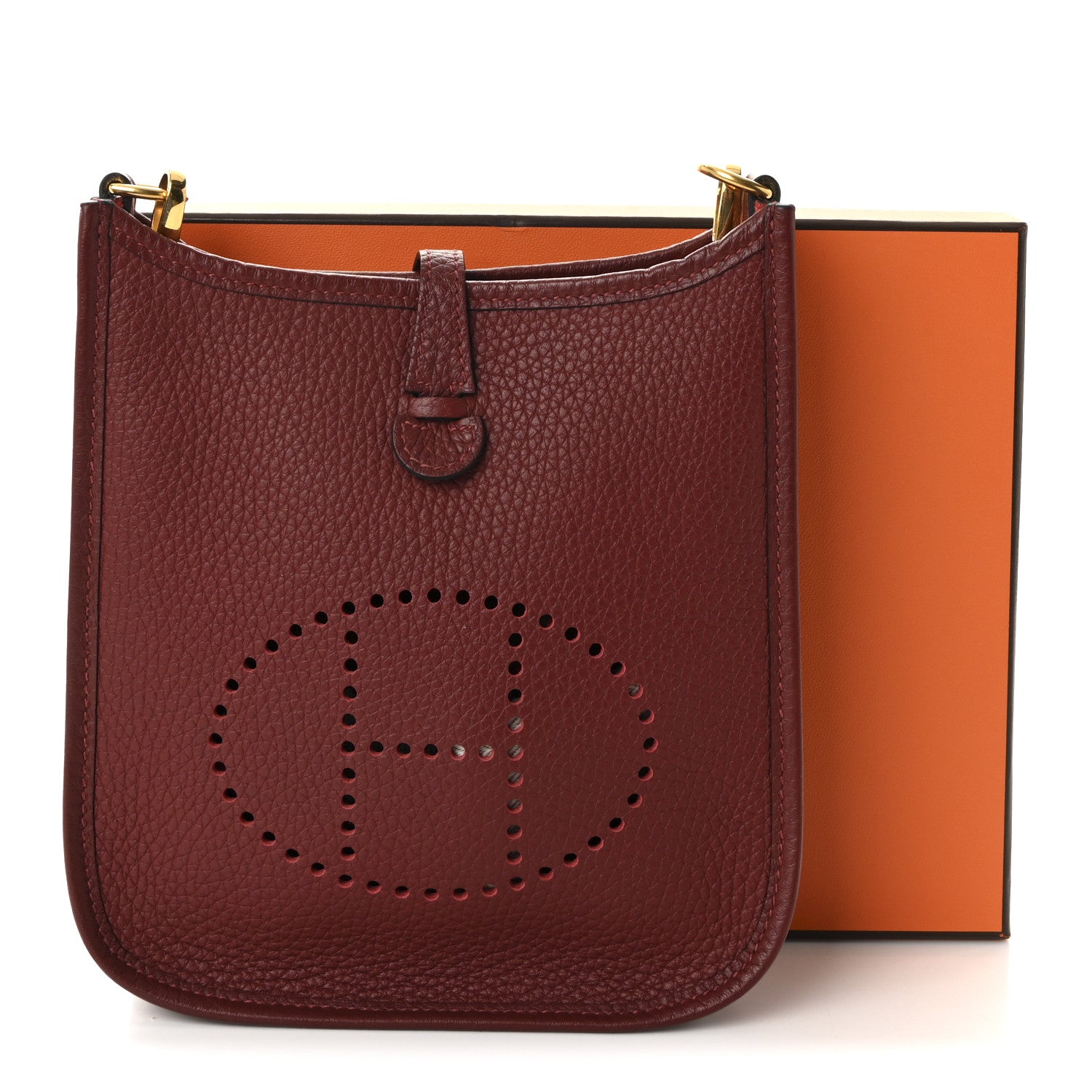 Hermes Taurillon Clemence Flipperball Sangle Evelyne TPM Rouge H Rouge De Coeur Bleu Frida 9 of 9