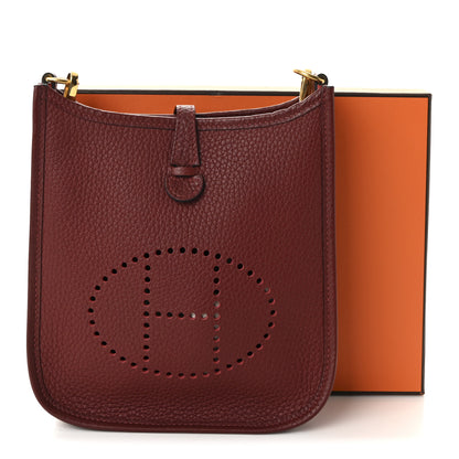 Hermes Taurillon Clemence Flipperball Sangle Evelyne TPM Rouge H Rouge De Coeur Bleu Frida 9 of 9