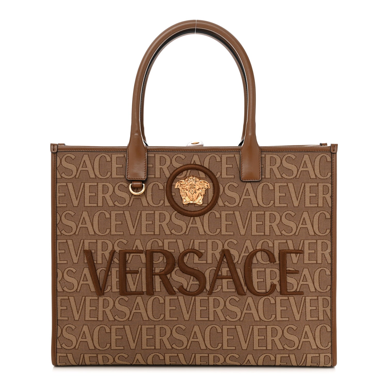 Versace Jacquard Canvas Large Allover Medusa Tote Beige 1 of 9
