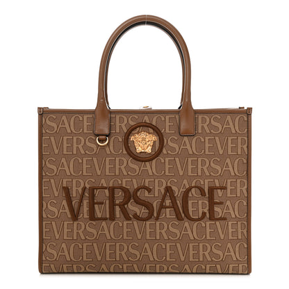 Versace Jacquard Canvas Large Allover Medusa Tote Beige 1 of 9